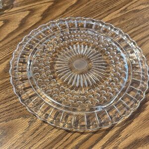 Crystal Vintage Daisy Bubble Glass Cake Stand - 3 footed